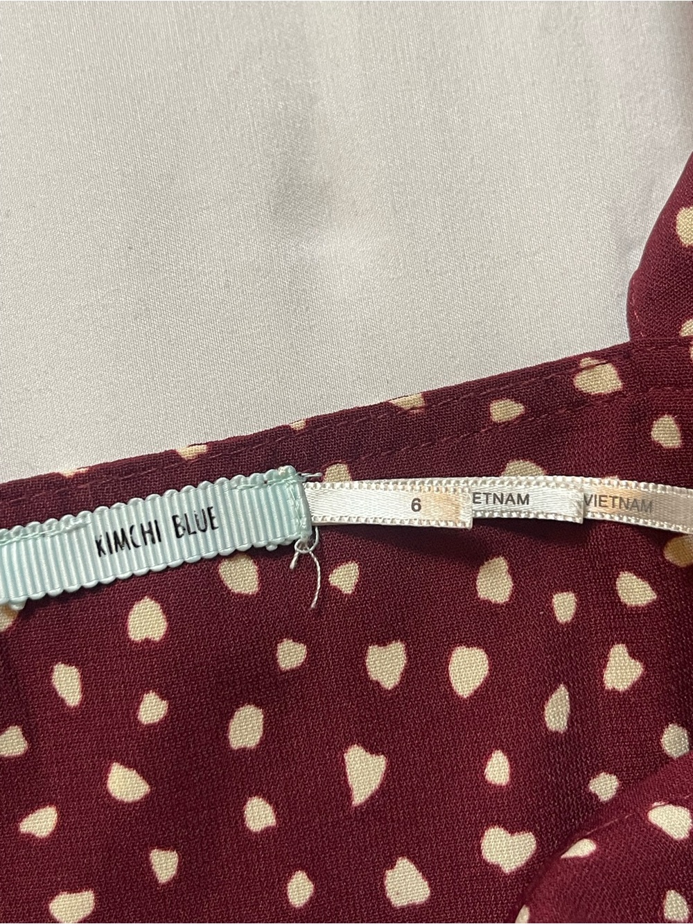 Kimchi Blue Burgundy Polka Dot Midi Dress - Picture 6 of 12